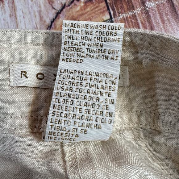 NEW Roxie B 100% Linen Size X Large Tan Crop Capri High Rise Casual Pants 37x22 - Picture 12 of 12